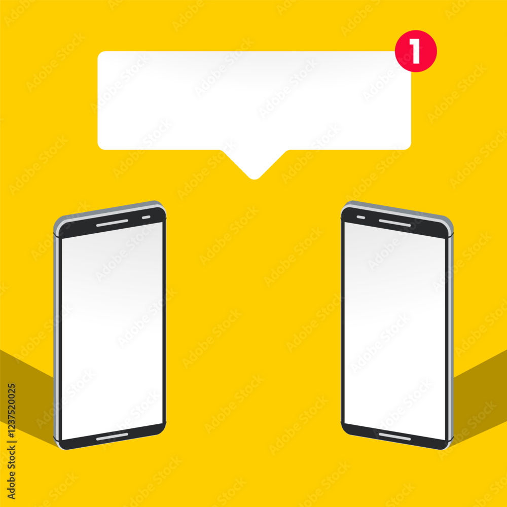 Poster vector design of minimalist smartphone with conversation bubbles
