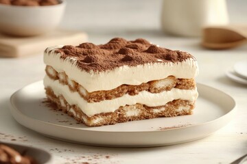 Delicious Tiramisu Dessert Layered With Cream And Cocoa