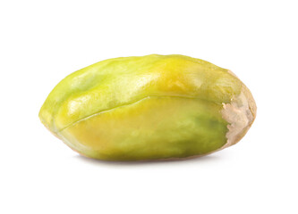 One peeled pistachio nut isolated on white
