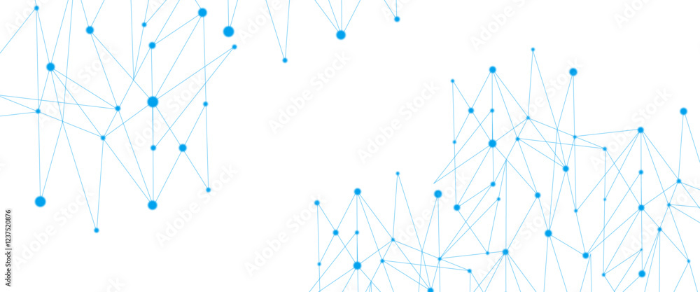 Poster vector abstract connecting the dots and blue lines geometric graphic background