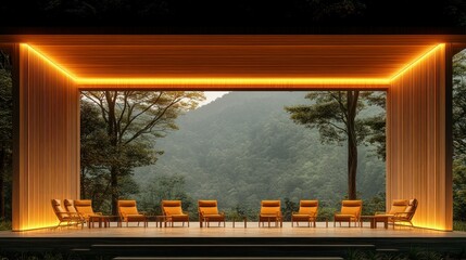 Serene Mountain View Pavilion: Tranquil Relaxation Space