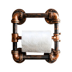 Wall-Mounted Paper Towel Holder with Industrial Pipe Isolated on Transparent Background