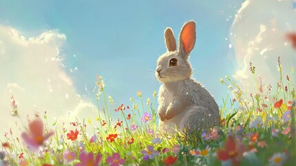 Fototapeta premium Bunny in Spring Meadow