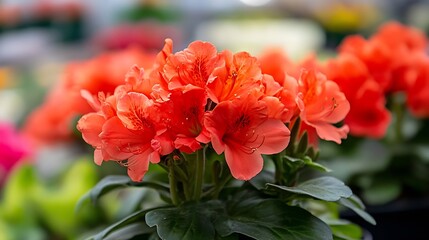 Bright Orange Azalea Flowers in Bloom at a Lush Garden Setting : Generative AI