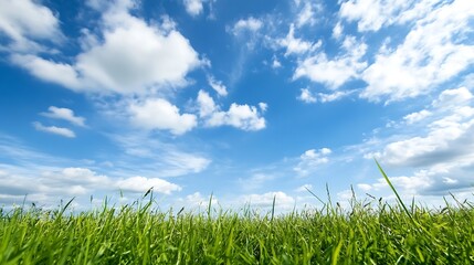 Vast Green Meadow and Clear Blue Sky Capturing Serenity : Generative AI