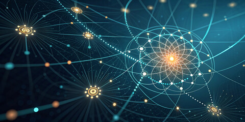 Fototapeta premium Dynamic Data Background with Wires and Glowing Particles for Digital Themes