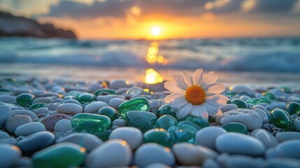 Obraz premium . The background is a blue sky with golden clouds floating in the sky. The picture is bright. The scene is peaceful and beautiful, capturing the tranquility of the moment, ultra-high definition, wide-