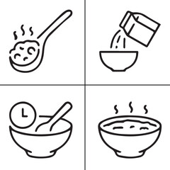 National Cereal Day,food, cup, soup, coffee, hot, dish, drink, meal, bath, toilet, spoon, dinner, breakfast, bowl vector design icon symbol set 
