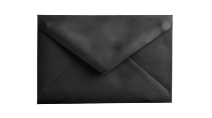 Closed black envelope isolated on transparent background