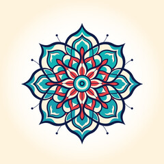 Vibrant Minimalist Mandala with Geometric Patterns for Invitations and Cards
