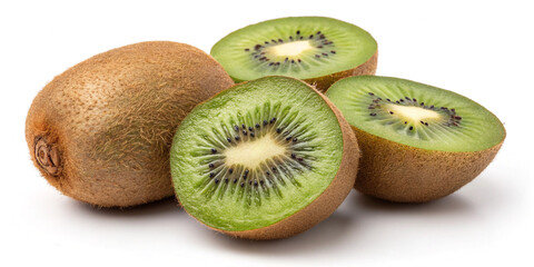 Fototapeta premium Delicious Ripe Kiwi Fruits Isolated on a White Background