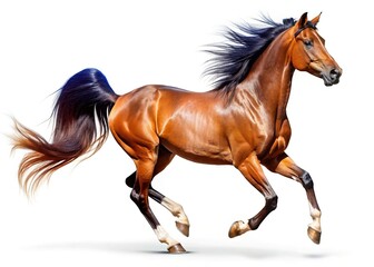 Obraz premium Arabian Horse Galloping on White Background