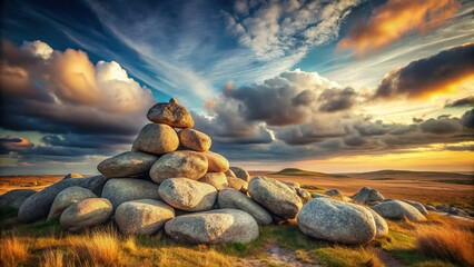 Boulder Pile in Minimalist Landscape