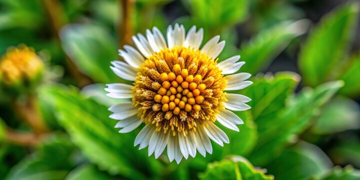 Close-Up View of Galinsoga Quadriradiata Flowers with a Blurred Background