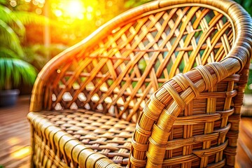 Obraz premium Handcrafted Rattan Basketry: Natural Woven Texture Captured in Sunlight