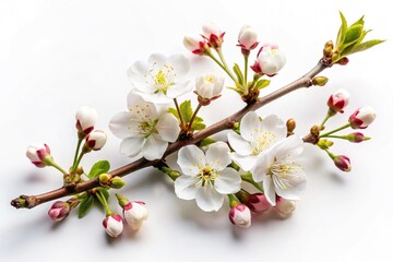 Fototapeta premium Serene Cherry Blossom Branch with Budding Promise: A Springtime Tableau
