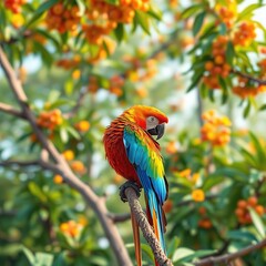 Fototapeta premium Pixelated Paradise: A Virtual Aviary Soars in a Digital Landscape