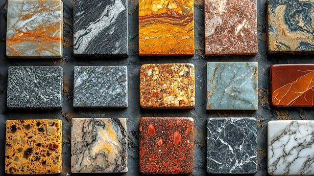Collage of spices on a textured stone wall background