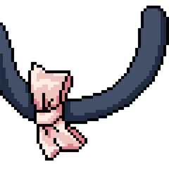 pixel art of cat tail ribbon