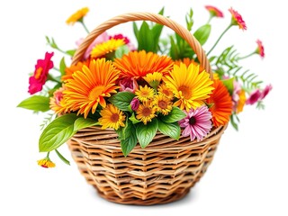 Obraz premium Sustainable Floral Basketry: A Symphony of Nature's Beauty