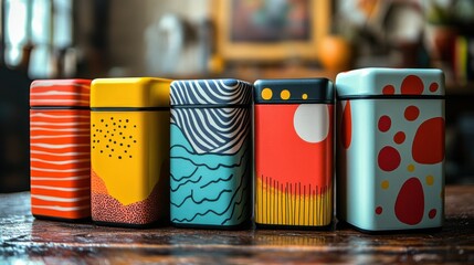 Imagine a bento box-themed optical illusion for a UI design, consisting of four cards. Picture three of these cards as collapsed and one as expanded,