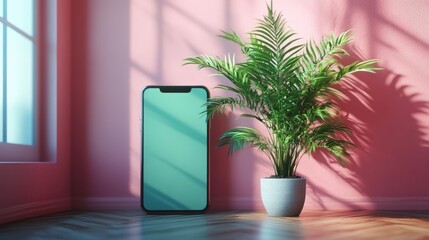 modern clean app, animation showing the repotting of a plant in a modern app design