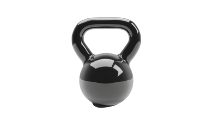 Black kettlebell weight lifting equipment on transparent background