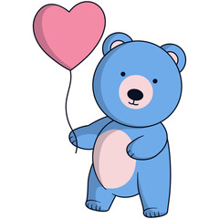 Cute Blue Bear Illustration on White Background. Vector Cartoon Character.