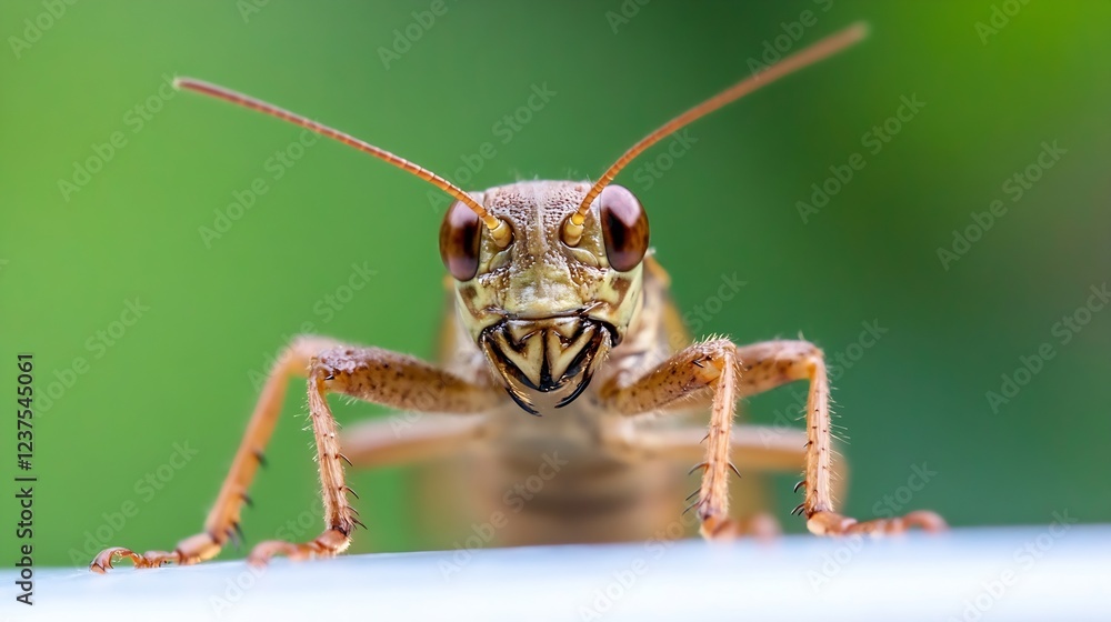 Aufkleber Detailed Macro of a Grasshopper in Natural Environment with Vibrant Texture : Generative AI
