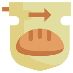 label food bakery shop bread wheat flat style icon