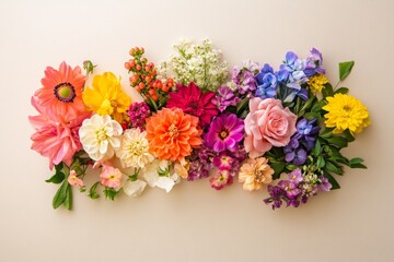 Vibrant floral arrangement featuring diverse colorful blooms