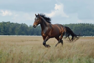 Running Horse in a Field