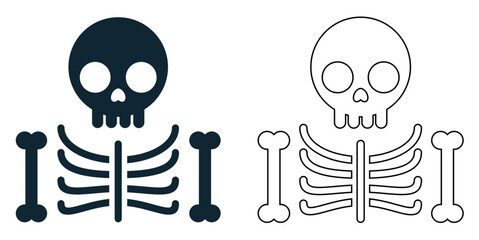 skeleton icon vector, anatomy, bones, and medical studies, healthcare, biology, education, and Halloween pictogram symbol ui and ux design, glyphs and stroke line