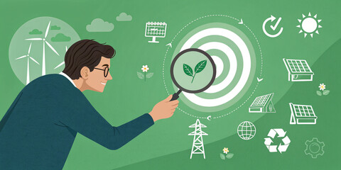 Green Energy and Sustainability Concept Featuring a Man Holding a Plant