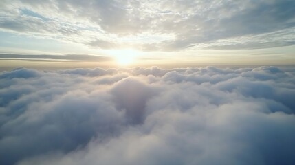 Naklejka premium Soothing Sky with Sunlight Peeking Through Clouds Creating Dreamy Atmosphere : Generative AI
