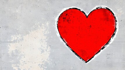 Fototapeta premium Vibrant Red Heart Illustration on Textured Gray Background