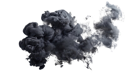 Dark gray ink cloud spreading in transparent water