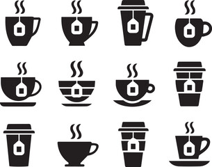 Set Of Coffee Cup And Mug On Isolated white background, Coffee Drinking Cup and Mug. 