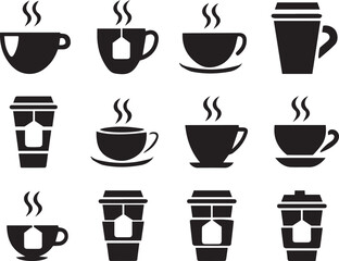 Obraz premium Set Of Coffee Cup And Mug On Isolated white background, Coffee Drinking Cup and Mug. 
