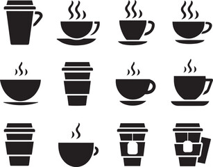 Set Of Coffee Cup And Mug On Isolated white background, Coffee Drinking Cup and Mug. 