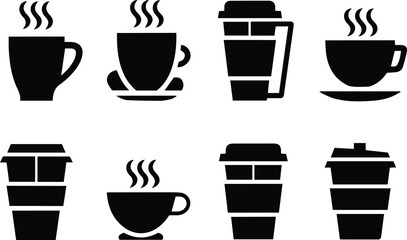 Set Of Coffee Cup And Mug On Isolated white background, Coffee Drinking Cup and Mug. 