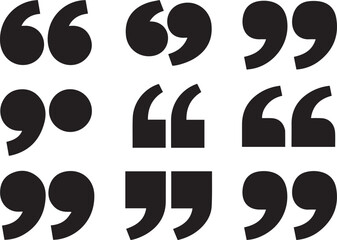 Set Of Quotation Symbol On Isolated white background 