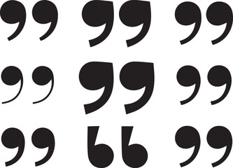Set Of Quotation Symbol On Isolated white background 