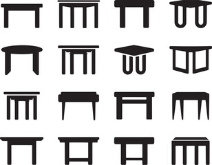 Fototapeta premium Chair And Table Silhouette on Isolated white background 