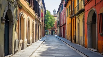 Fototapeta premium Colorful Italian Street with Vintage Architecture and Sunlight Illumination : Generative AI