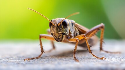 Fototapeta premium Close Up of a Curious Grasshopper in a Natural Habitat Setting with Fascinating Insect Details : Generative AI