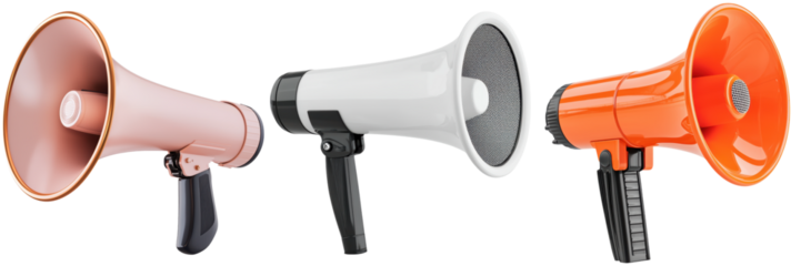 Colorful Megaphones for Communication and Announcements