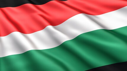 Fototapeta premium Flag with Red White Green Stripes Flowing Elegantly in the Wind Displaying Unity and Pride : Generative AI