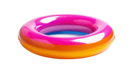 Colorful inflatable ring floating on transparent background representing summer fun
