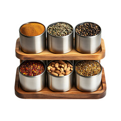 Modern Spice Racks with Sleek Metallic Accents Isolated on Transparent Background